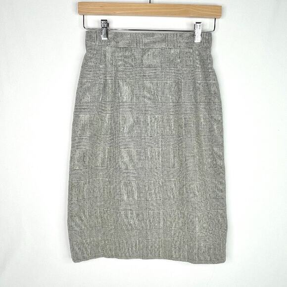 Vintage Sag Harbor Grey Plaid Wool Blend Pencil Skirt - Picture 1 of 8